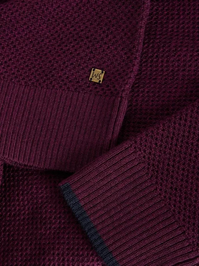 Men Newport Merino Wool Henley Dk Plum White Stuff Knitwear