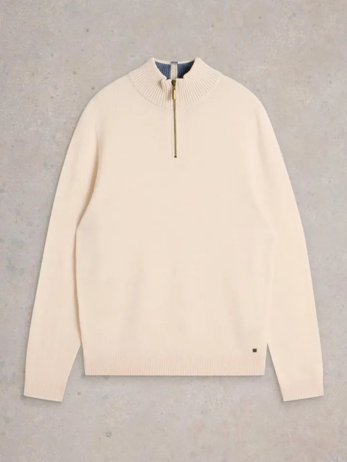 Men Newport Wool Merino Jumper Pale Ivory White Stuff Knitwear