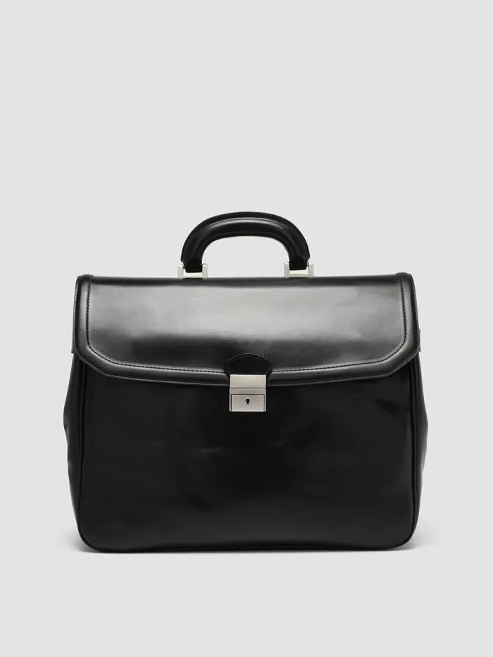 Men Officine Creative Accessories QUENTIN 011 Black Leather Briefcase