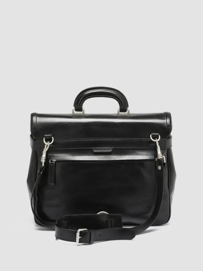 Men Officine Creative Accessories QUENTIN 011 Black Leather Briefcase