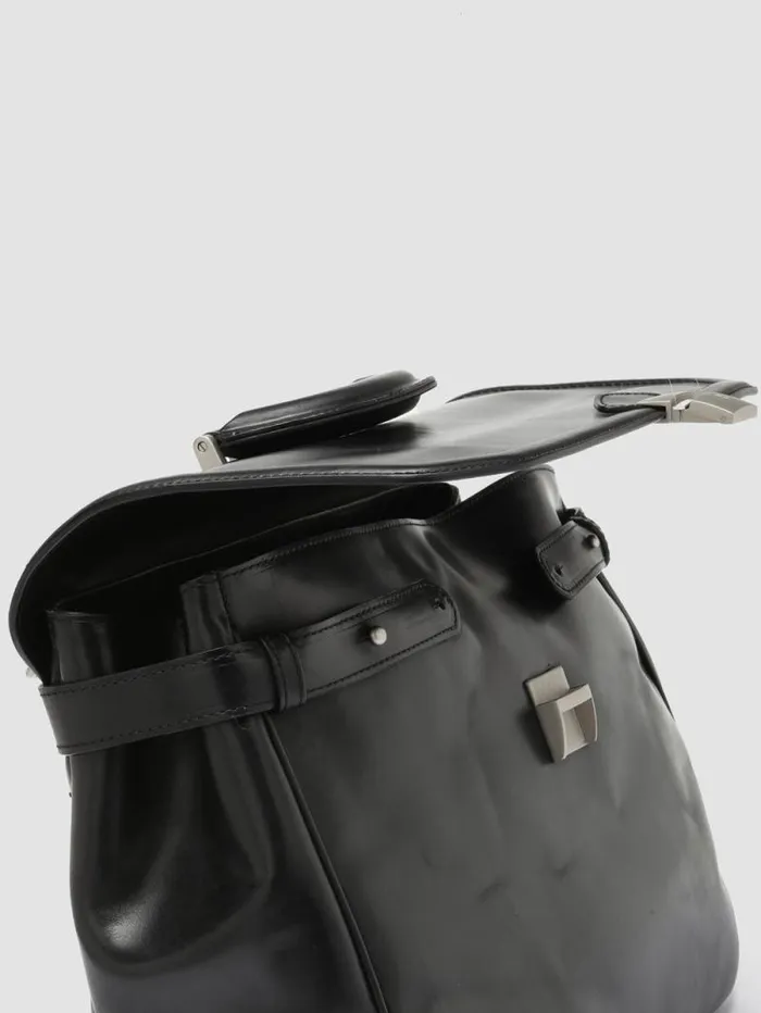 Men Officine Creative Accessories QUENTIN 011 Black Leather Briefcase