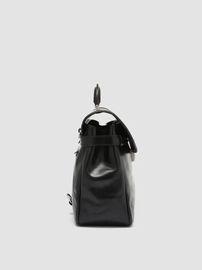 Men Officine Creative Accessories QUENTIN 011 Black Leather Briefcase