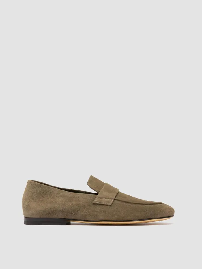 Men Officine Creative Footwear AIRTO 001 Taupe Suede Penny Loafers