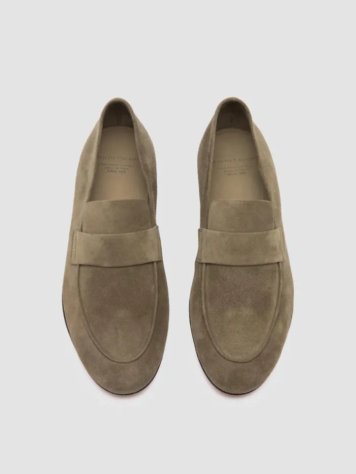 Men Officine Creative Footwear AIRTO 001 Taupe Suede Penny Loafers Men Officine Creative Footwear AIRTO 001 Taupe Suede Penny Loafers