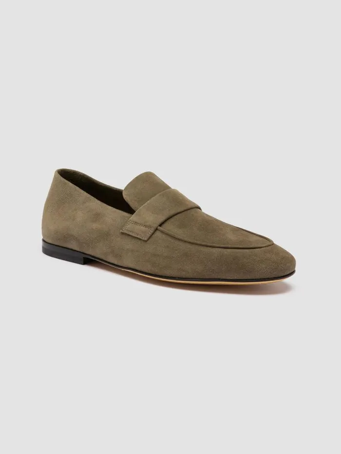 Men Officine Creative Footwear AIRTO 001 Taupe Suede Penny Loafers Men Officine Creative Footwear AIRTO 001 Taupe Suede Penny Loafers