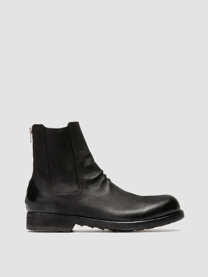 Men Officine Creative Footwear BULLA DD 104 Black Leather Zipped Boots