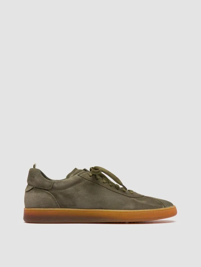 Men Officine Creative Footwear HALO 001 Green Suede Low Top Sneakers