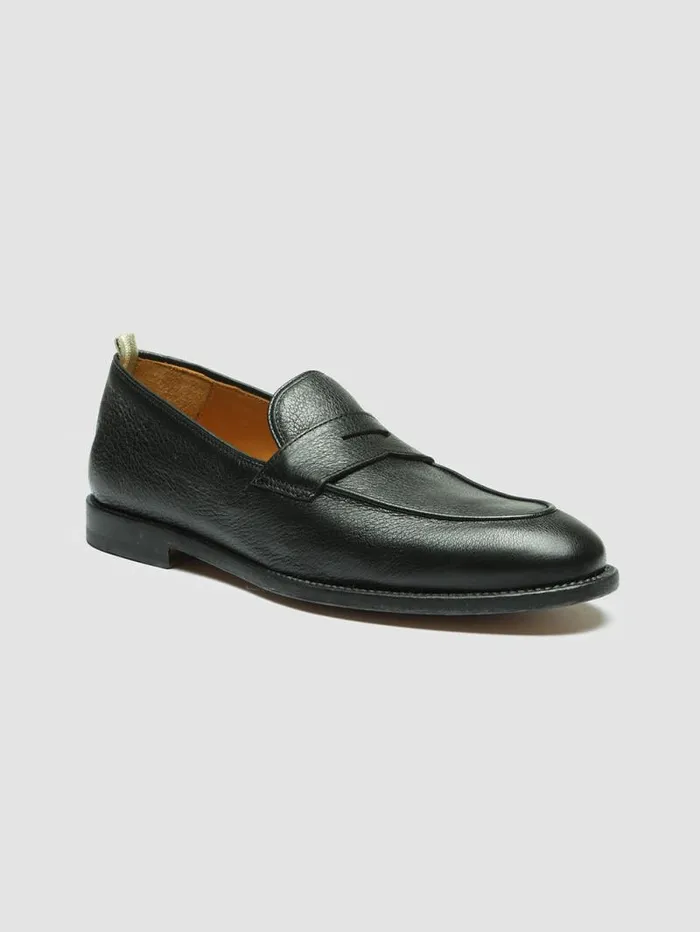 Men Officine Creative Footwear OPERA 001 Black Leather Penny Loafers Men Officine Creative Footwear OPERA 001 Black Leather Penny Loafers