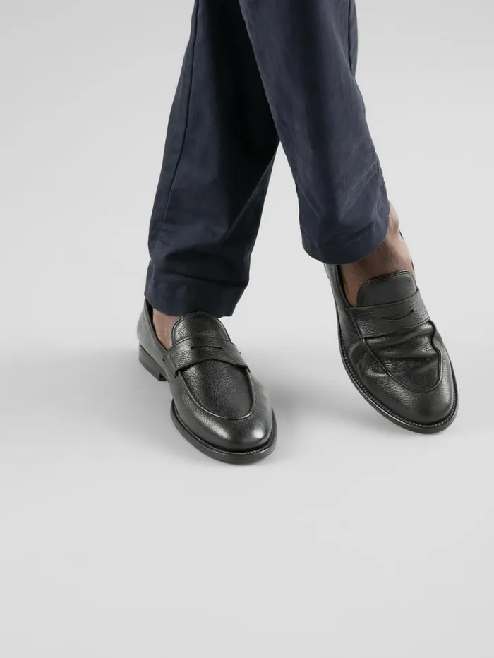 Men Officine Creative Footwear OPERA 001 Black Leather Penny Loafers Men Officine Creative Footwear OPERA 001 Black Leather Penny Loafers