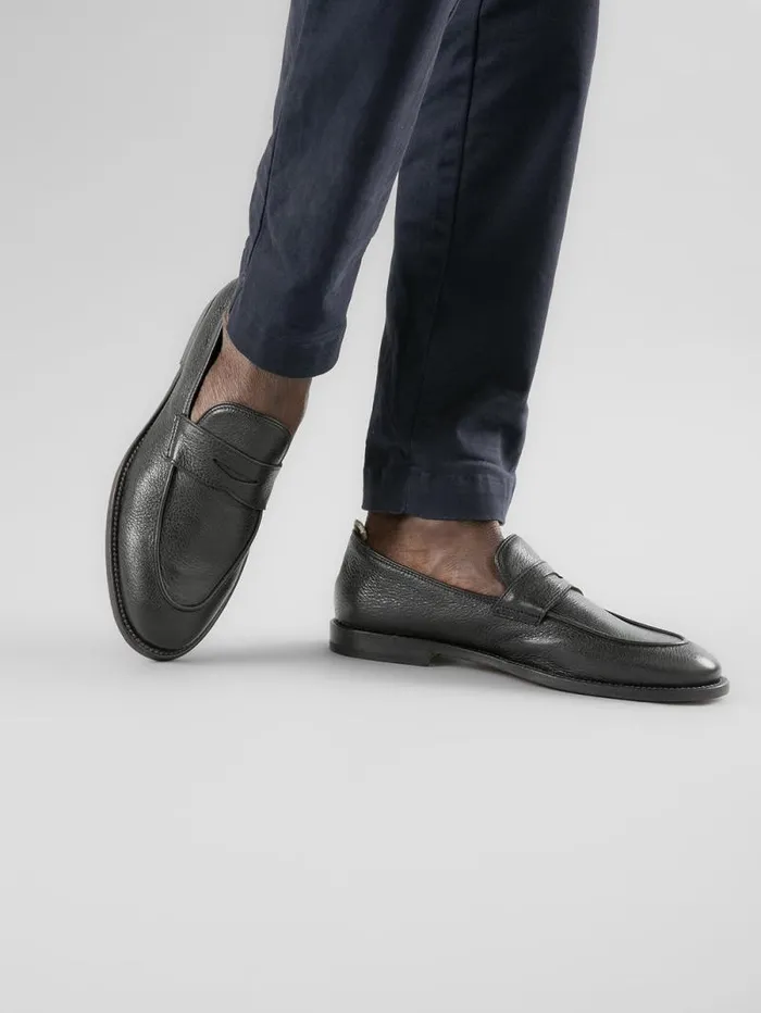 Men Officine Creative Footwear OPERA 001 Black Leather Penny Loafers Men Officine Creative Footwear OPERA 001 Black Leather Penny Loafers