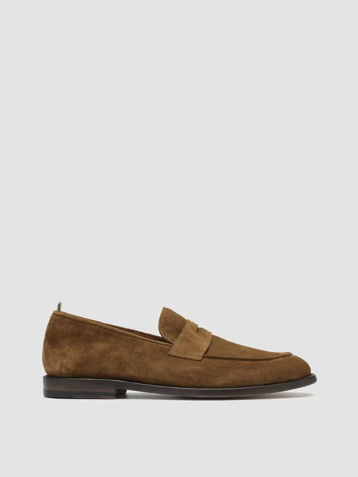 Men Officine Creative Footwear OPERA 001 Brown Suede Penny Loafers
