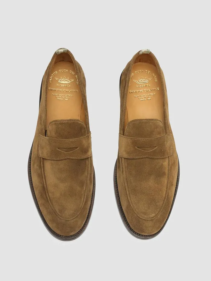 Men Officine Creative Footwear OPERA 001 Brown Suede Penny Loafers Men Officine Creative Footwear OPERA 001 Brown Suede Penny Loafers