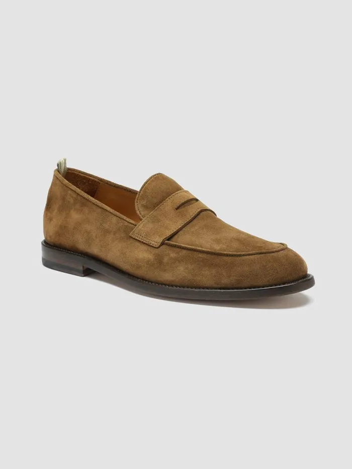 Men Officine Creative Footwear OPERA 001 Brown Suede Penny Loafers Men Officine Creative Footwear OPERA 001 Brown Suede Penny Loafers