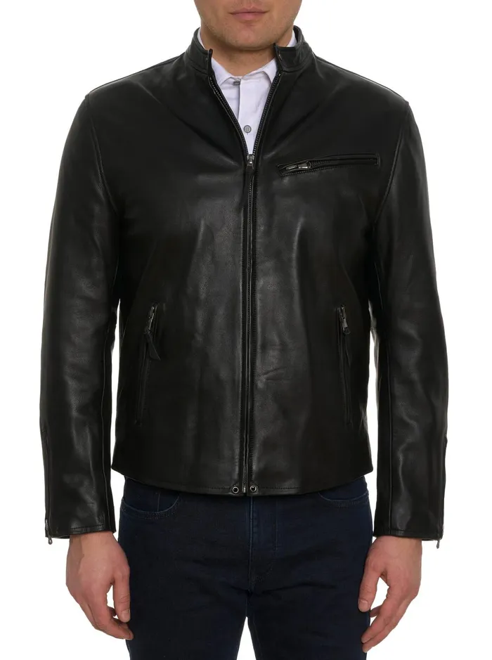 Men Outerwear Robert Graham KILBURN LEATHER BOMBER Black