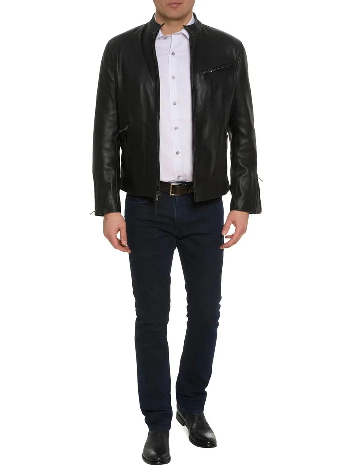 Men Outerwear Robert Graham KILBURN LEATHER BOMBER Black