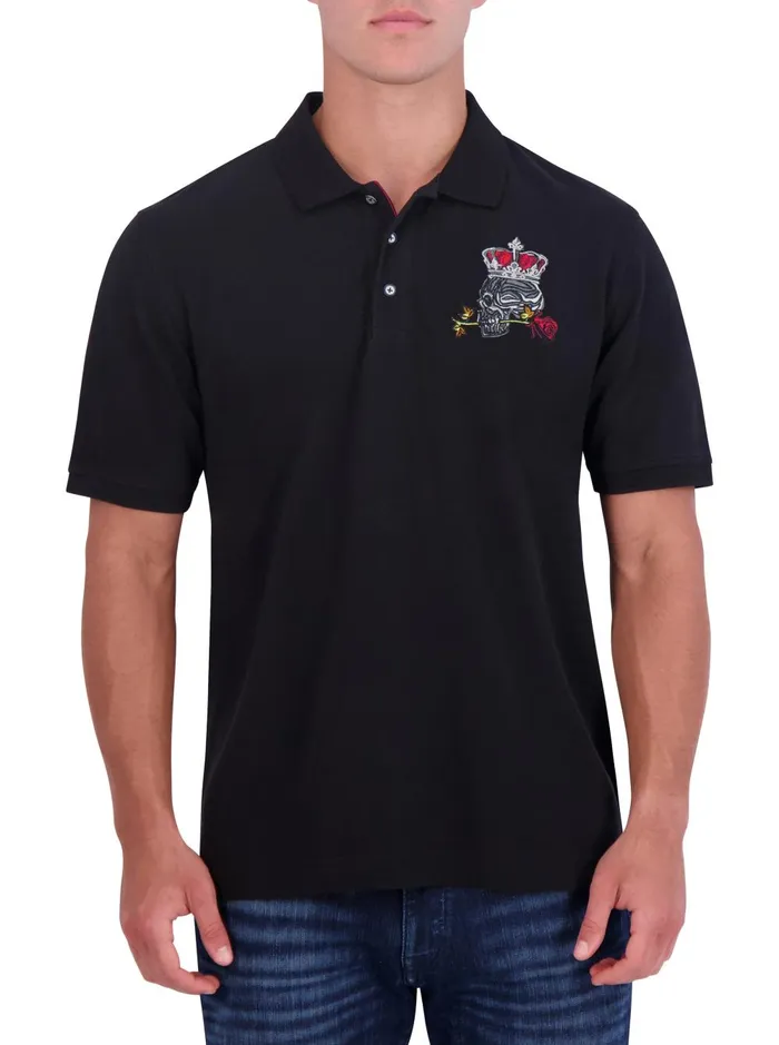 Men Polos and TShirts Robert Graham AREZZO KNIT POLO Black