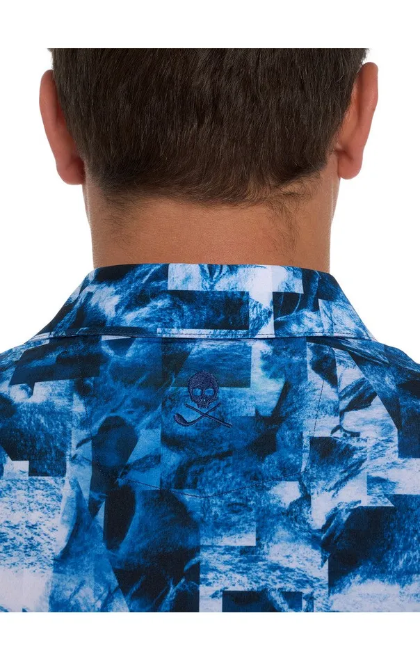 Men Polos and TShirts Robert Graham TETRIS BLOCKS PERFORMANCE POLO Blue