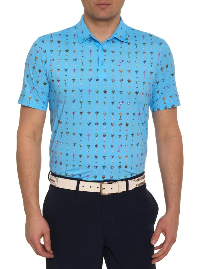 Men Polos and TShirts Robert Graham THE MARTINI PERFORMANCE POLO Light Blue