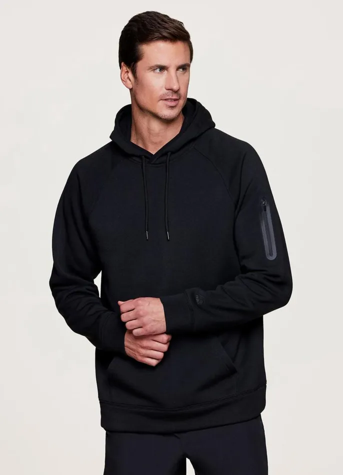 Men Prime Fleece Pullover Hoodie Black RBX Active Long Sleeve