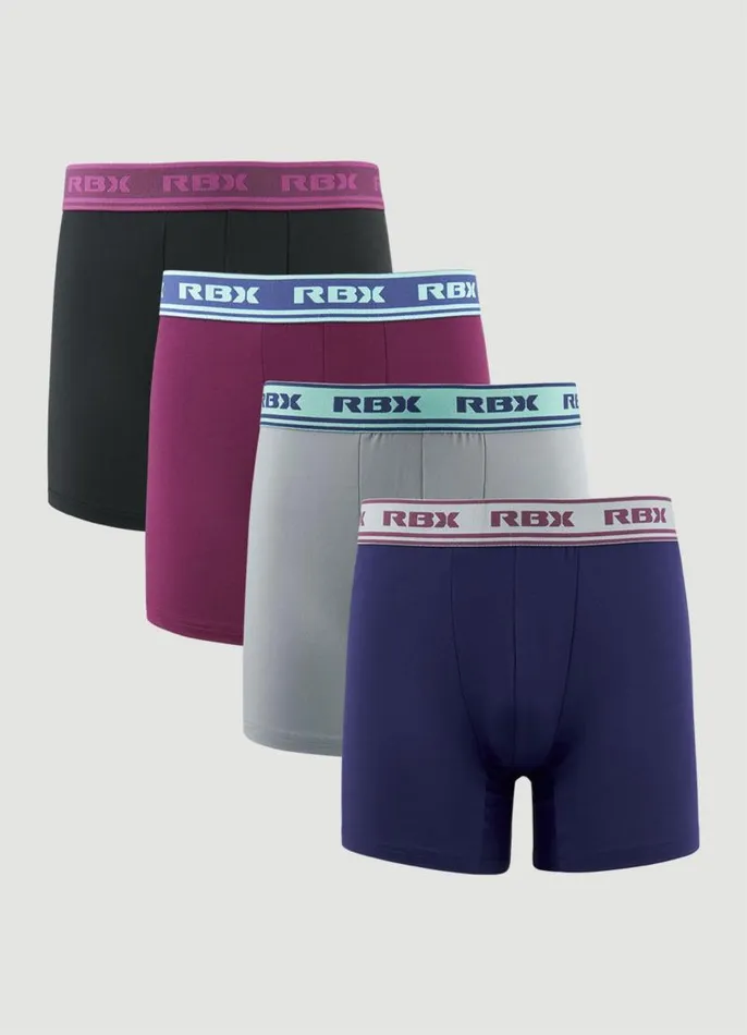 Men Quick Dry Boxer Briefs 4Pack Multi RBX Active Underwear