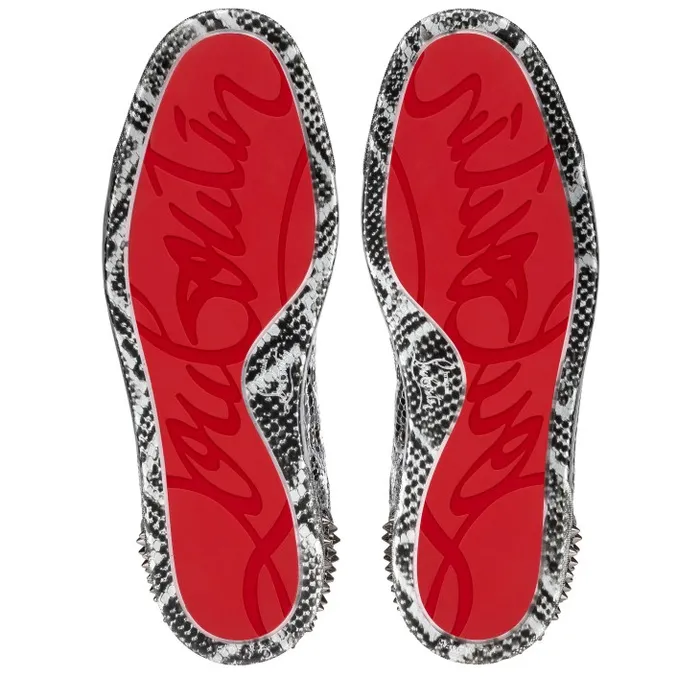 Men Seavaste 2 Sneakers 8211 Snake Printed Calf Leather And Spikes 8211 Silver Christian Louboutin Sneakers