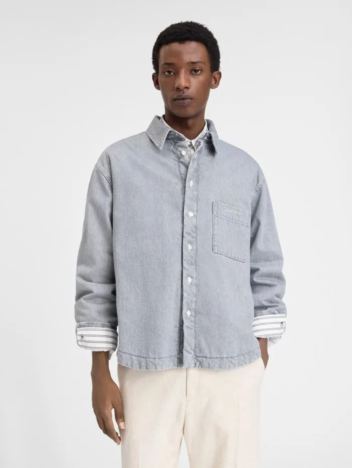 Men Shirts JACQUEMUS The Boulanger Shirt Grey Offwhite Men Shirts JACQUEMUS The Boulanger Shirt Grey Offwhite