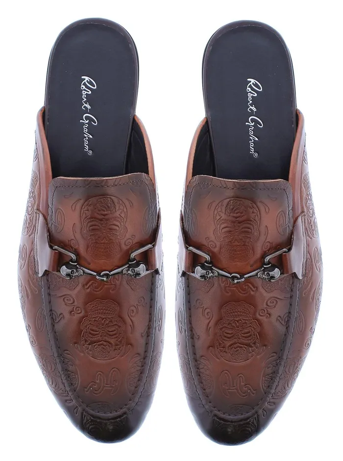 Men Shoes Robert Graham ORBIT SMOKING SLIPPER Cognac