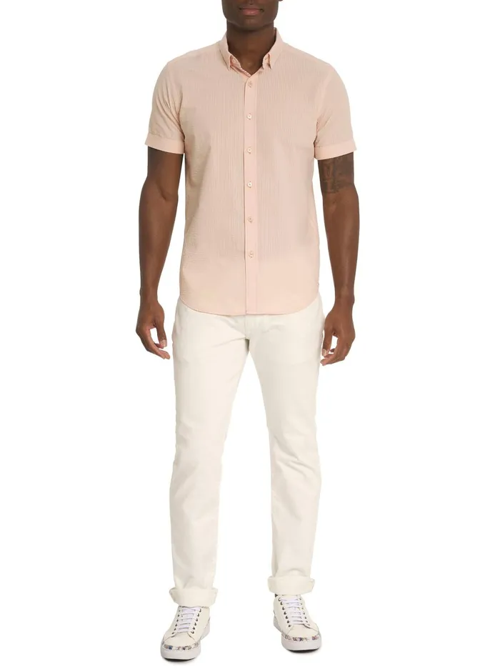 Men Short Sleeve Button Down Shirts Robert Graham ANDREWS SHORT SLEEVE BUTTON DOWN SHIRT Coral