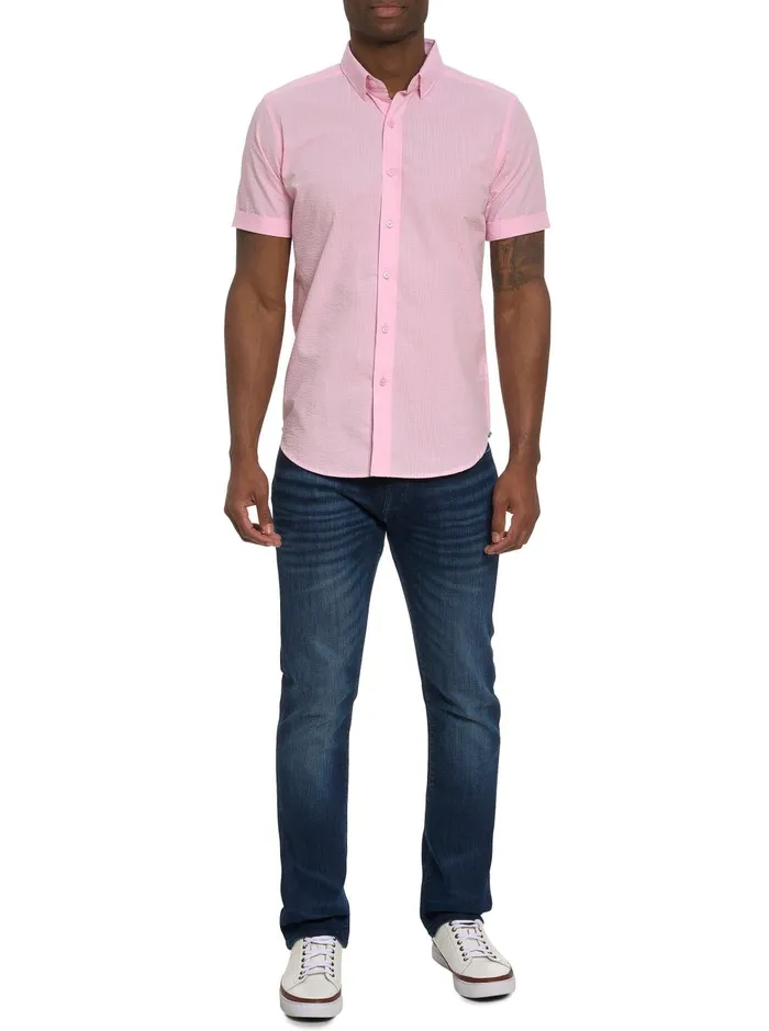 Men Short Sleeve Button Down Shirts Robert Graham ANDREWS SHORT SLEEVE BUTTON DOWN SHIRT Coral