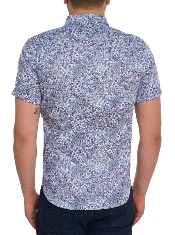 Men Short Sleeve Button Down Shirts Robert Graham LAKEPORT SHORT SLEEVE BUTTON DOWN SHIRT Blue
