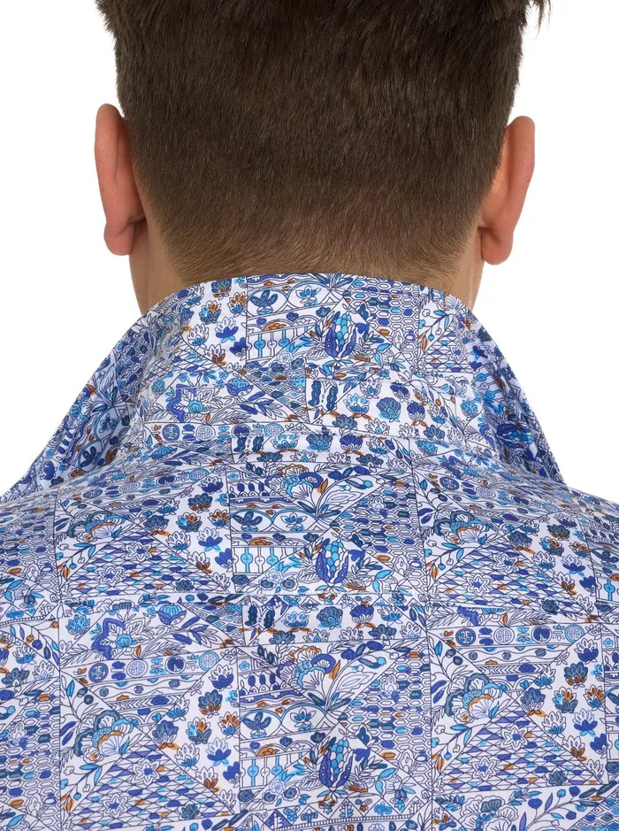 Men Short Sleeve Button Down Shirts Robert Graham LAKEPORT SHORT SLEEVE BUTTON DOWN SHIRT Blue