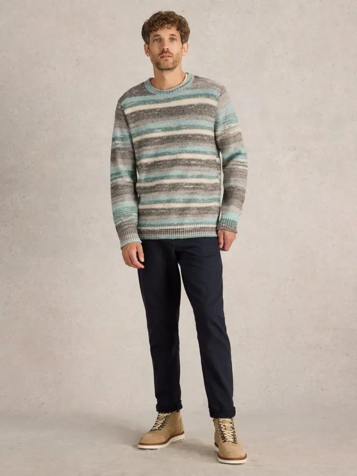 Men Spacedye Knitted Jumper Blue Multi White Stuff Knitwear