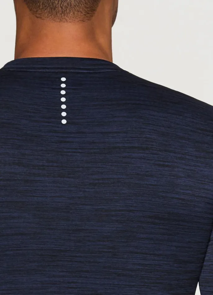 Men Stratus Fleece Lined Compression Base Layer Tee Dark Blue RBX Active Long Sleeve
