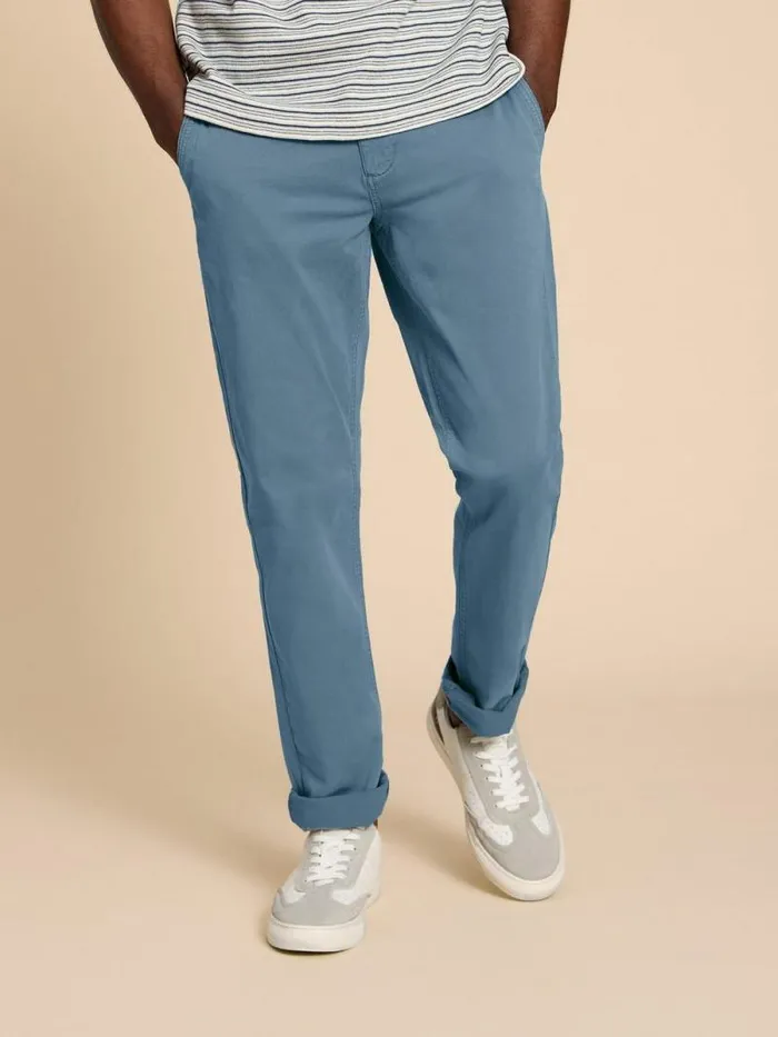 Men Sutton Organic Chino Trouser Mid Blue White Stuff Chinos