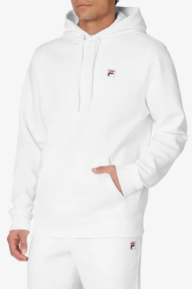 Men Sweatshirts and Hoodies Fila Classic Pullover Hoodie 100 White