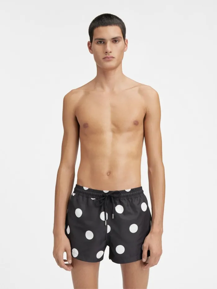 Men Swimwear JACQUEMUS The Puntini Swimsuit Print Dots Black and White