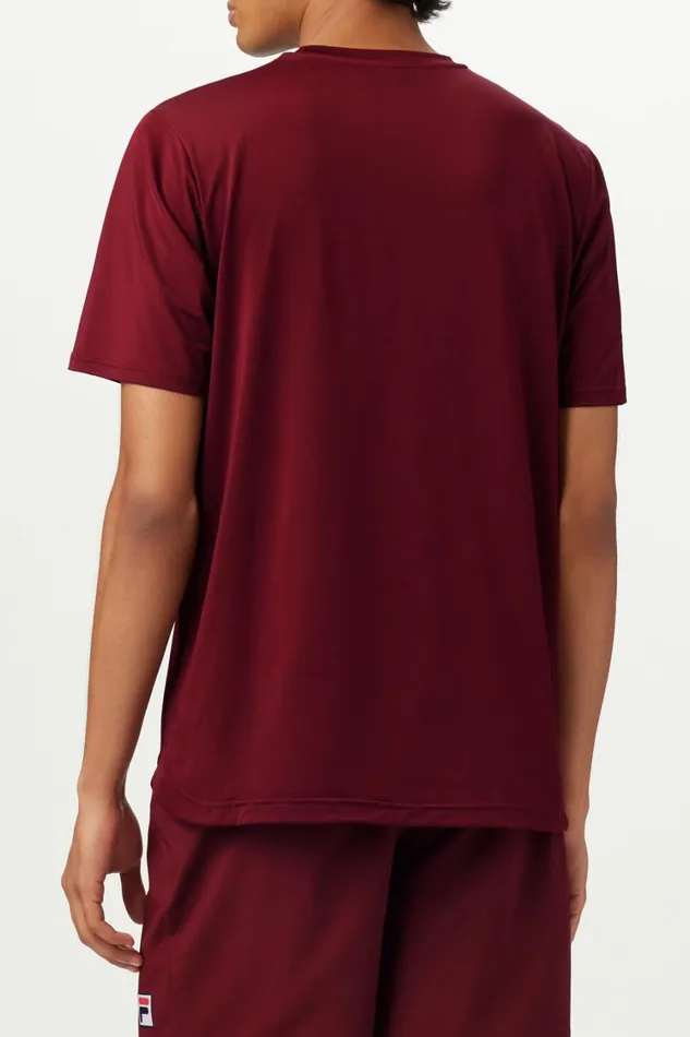 Men Tennis Fila Tennis Essentials Short Sleeve Crew 948 Cabernetangora