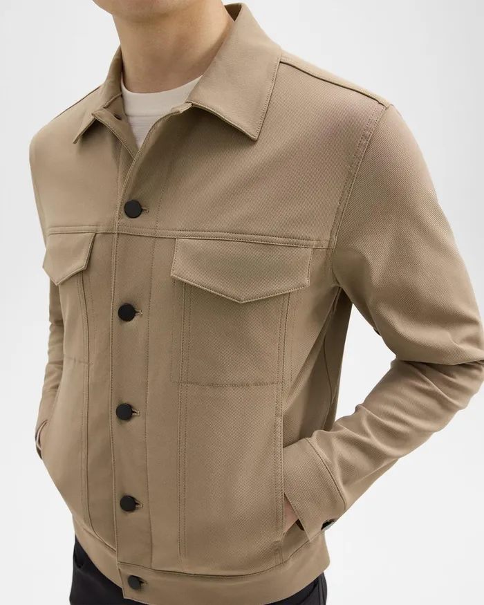 Men Theory Blazers Jackets River Trucker Jacket In Neoteric Twill Bark