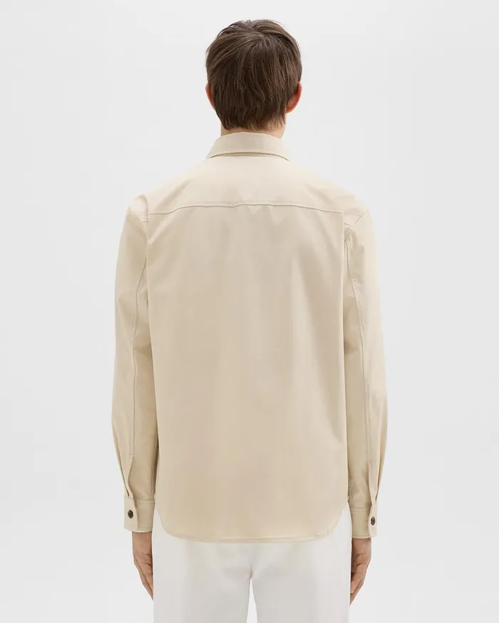 Men Theory Outerwear Garvin Shirt Jacket In Organic Cotton New Sand