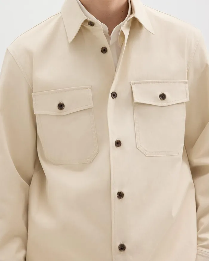 Men Theory Outerwear Garvin Shirt Jacket In Organic Cotton New Sand