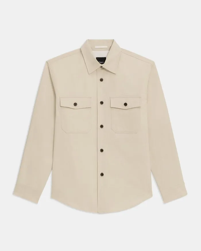Men Theory Outerwear Garvin Shirt Jacket In Organic Cotton New Sand