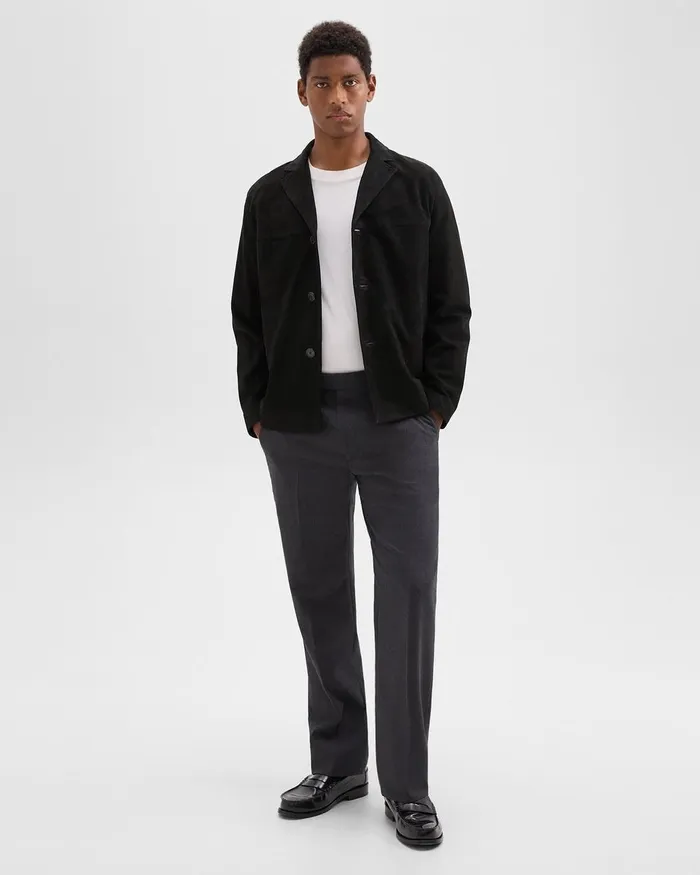 Men Theory Outerwear Straight Blazer In Suede Black