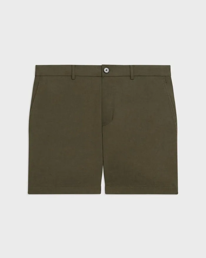 Men Theory Pants Curtis 7quot Drawstring Short In Good Linen Dark Olive