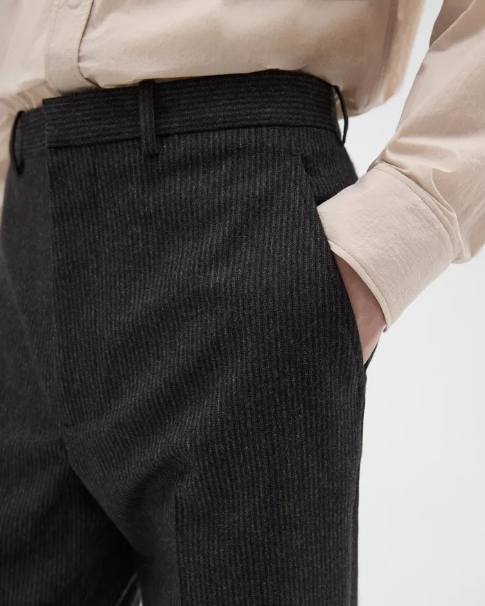 Men Theory Pants Tapered Pinstripe Flannel Pant Blackcharcoal