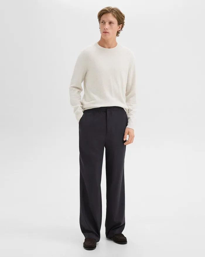 Men Theory Pants WideLeg Drawstring Pant In Stretch Flannel Dark Navy