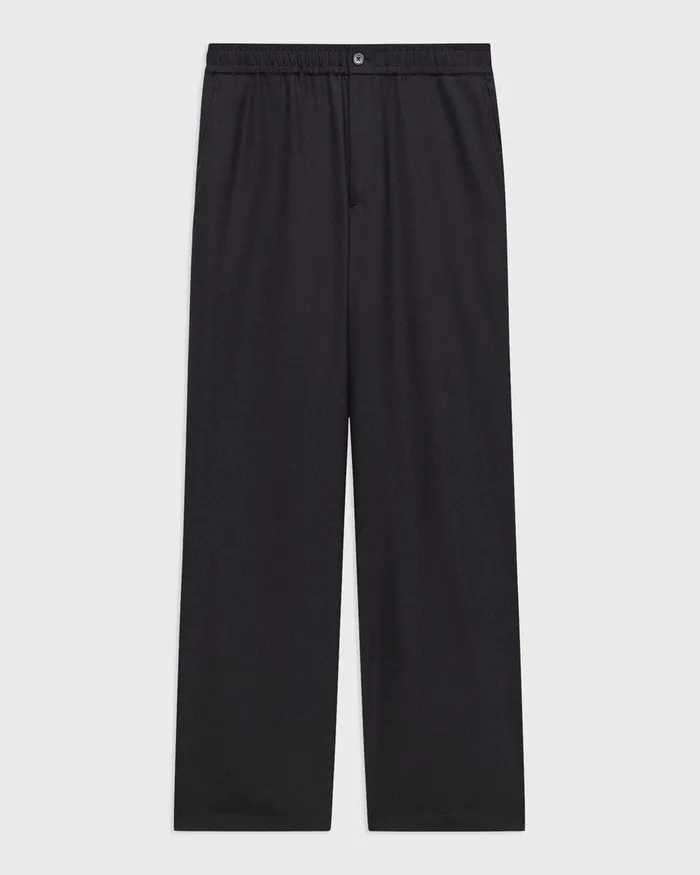 Men Theory Pants WideLeg Drawstring Pant In Stretch Flannel Dark Navy