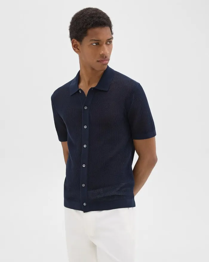 Men Theory Shirts Cairn ShortSleeve Shirt In Cotton Baltic