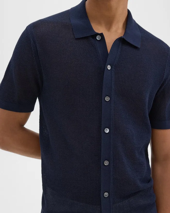 Men Theory Shirts Cairn ShortSleeve Shirt In Cotton Baltic