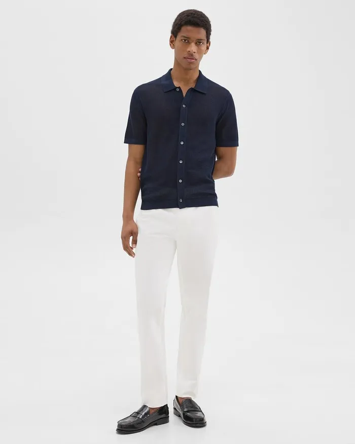 Men Theory Shirts Cairn ShortSleeve Shirt In Cotton Baltic