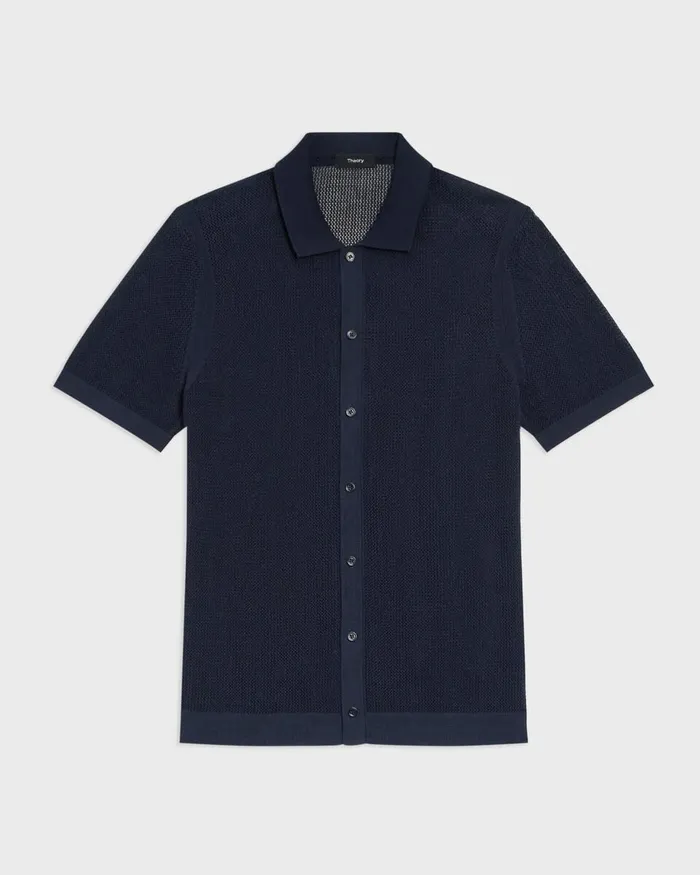 Men Theory Shirts Cairn ShortSleeve Shirt In Cotton Baltic